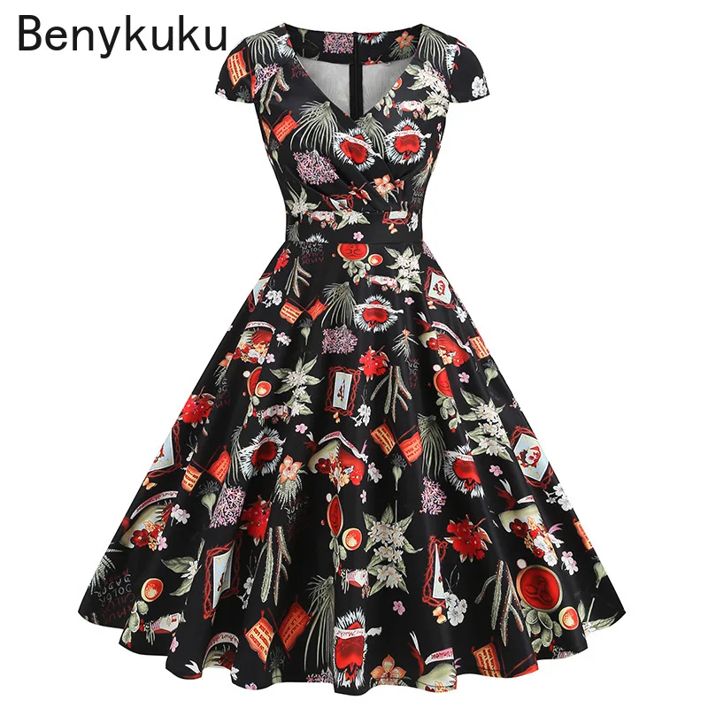 Women'S Fashion Of The 50S - Robe Pin Up Rockabilly imprimée cerises