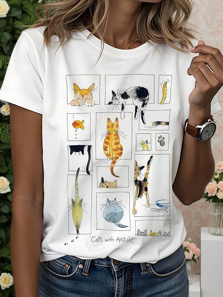Women Fashion Pose - Nouveau vêtement tendance, T-shirt graphique à