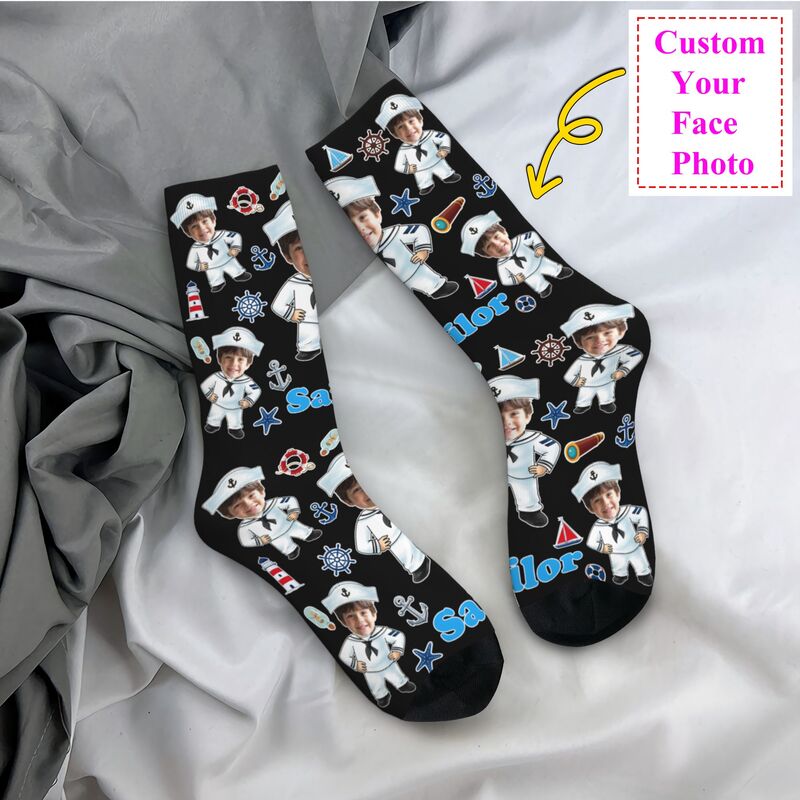 Women Fashion Designer Dresses Photos - Chaussettes personnalisées drôles de capitaine nautique