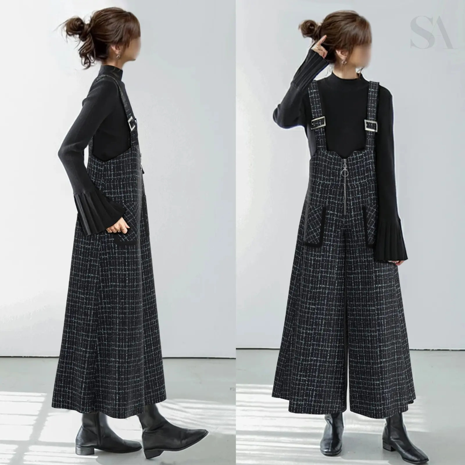 Women'S Fashion Utility Pants - Combinaison ample décontractée style japonais vintage