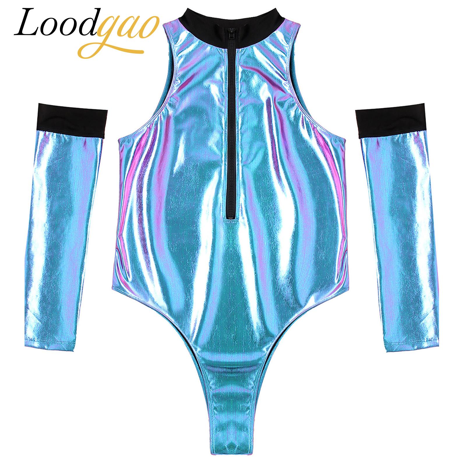 Sleeveless Jumpsuit - Costume Alien en Cuir Verni pour
