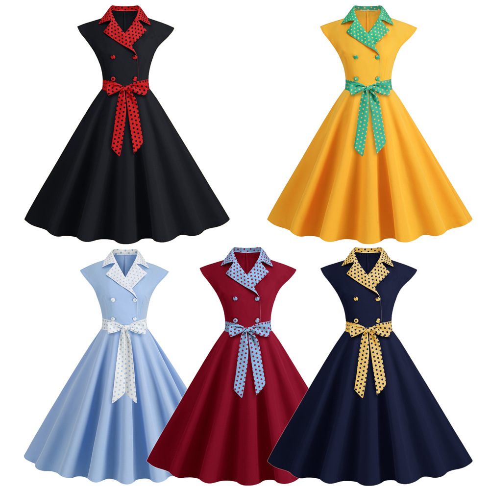 Women'S Fashion Of The 50S - Robe vintage élégante à pois pour