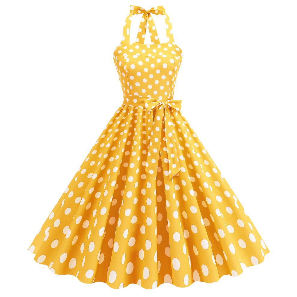 Women'S Fashion Of The 50S - Robe de soirée swing sexy jaune