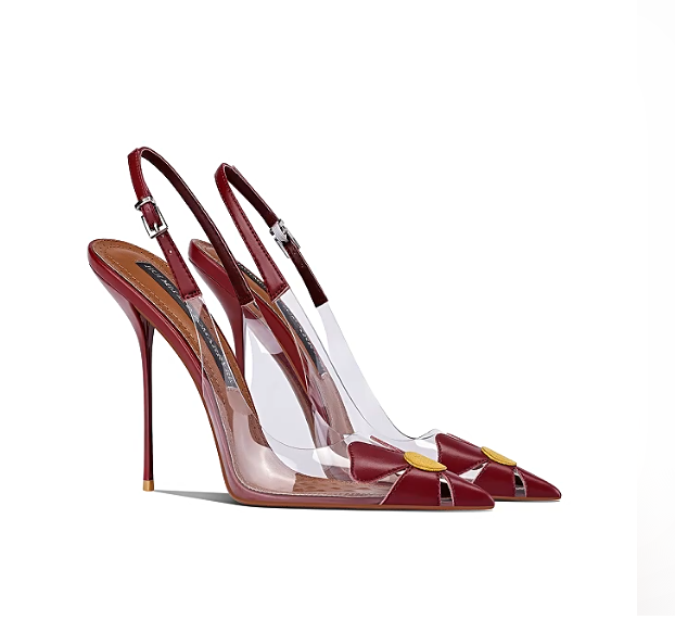 Women Queen Fashion - Escarpins en cuir verni rouge bordeaux