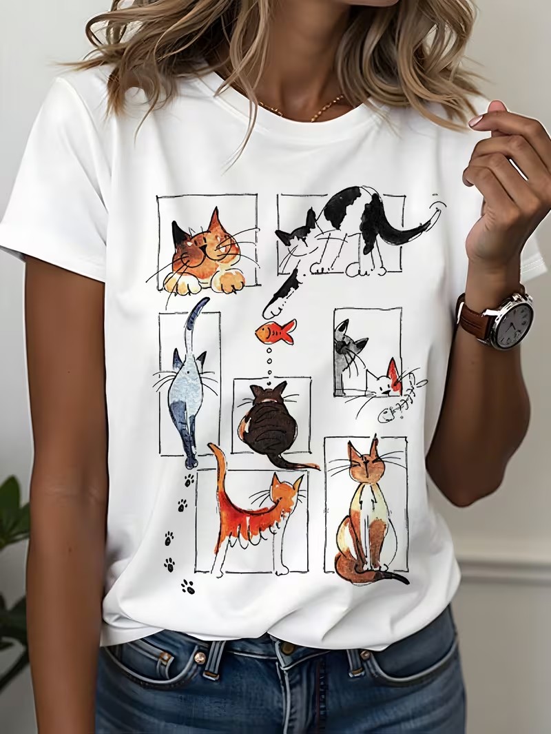 Women Fashion Pose - T-shirt décontracté pour femmes des années