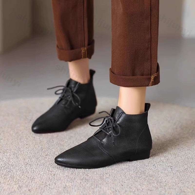 Women'S Fashion Trends Autumn 2025 - Femmes bottes courtes 2025 cuir nouvelles