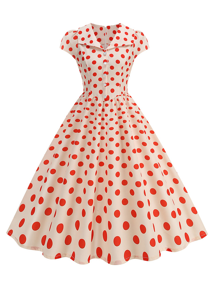 Women'S Fashion Of The 50S - Robe d'été à pois pour femmes,