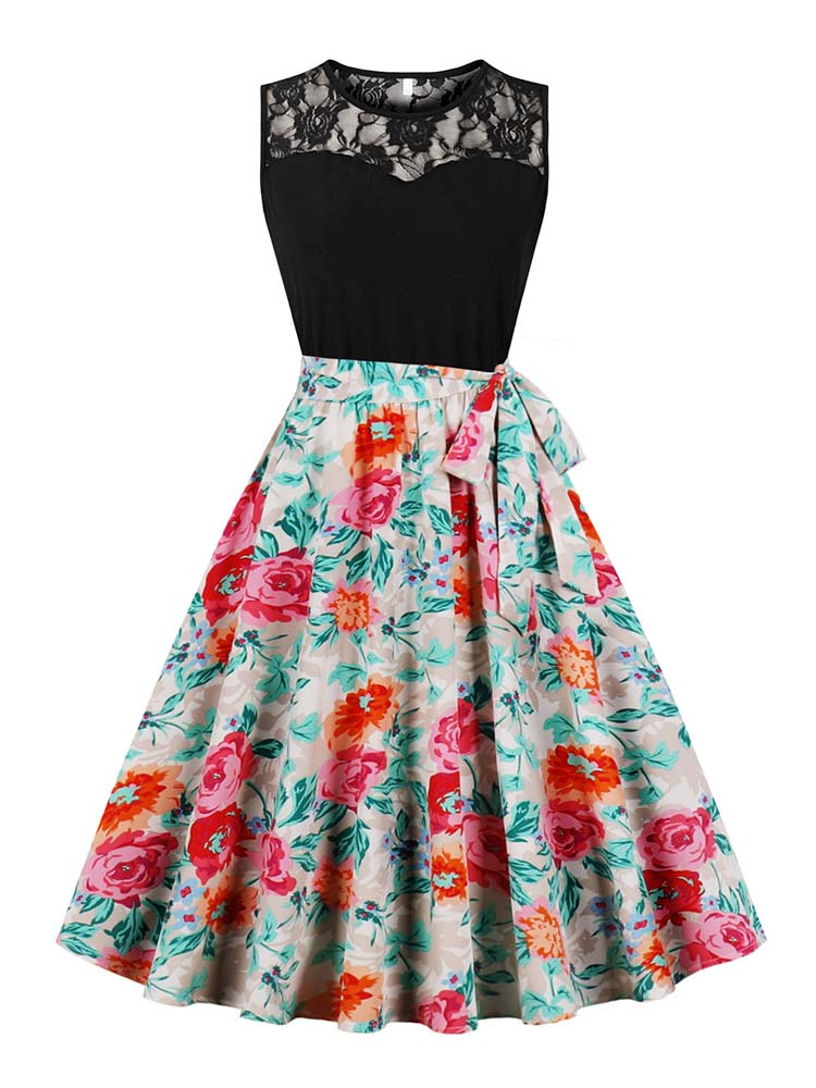 Women'S Fashion Of The 50S - Robe mi-longue plissée taille haute pour
