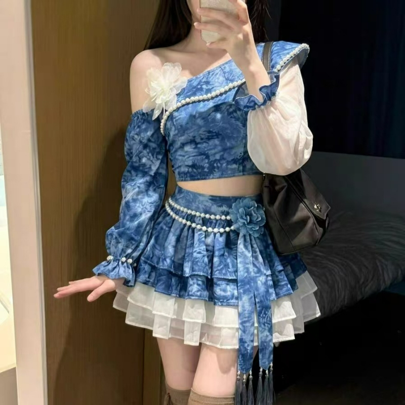 Asymmetric Top Women - Ensemble jupe Lolita élégant style japonais