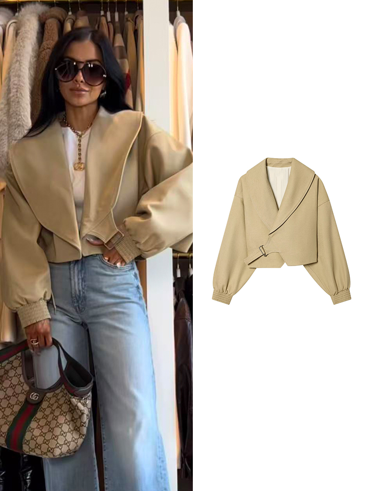 Women'S Fashion Bomber Jacket - Veste bomber élégante à revers TFMLN