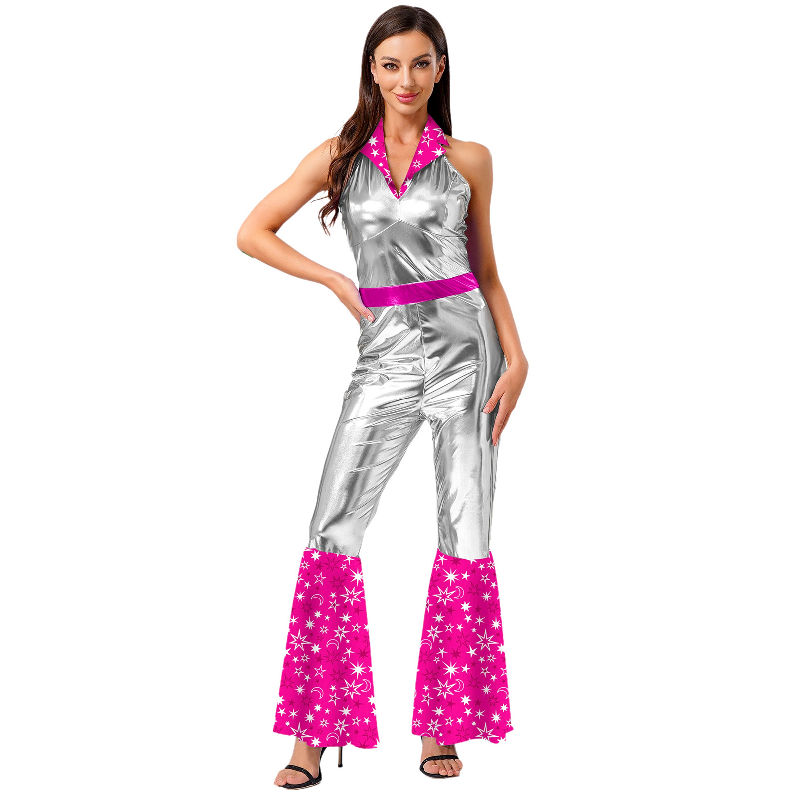 Sleeveless Jumpsuit - Combinaison Disco Vintage pour femmes, années