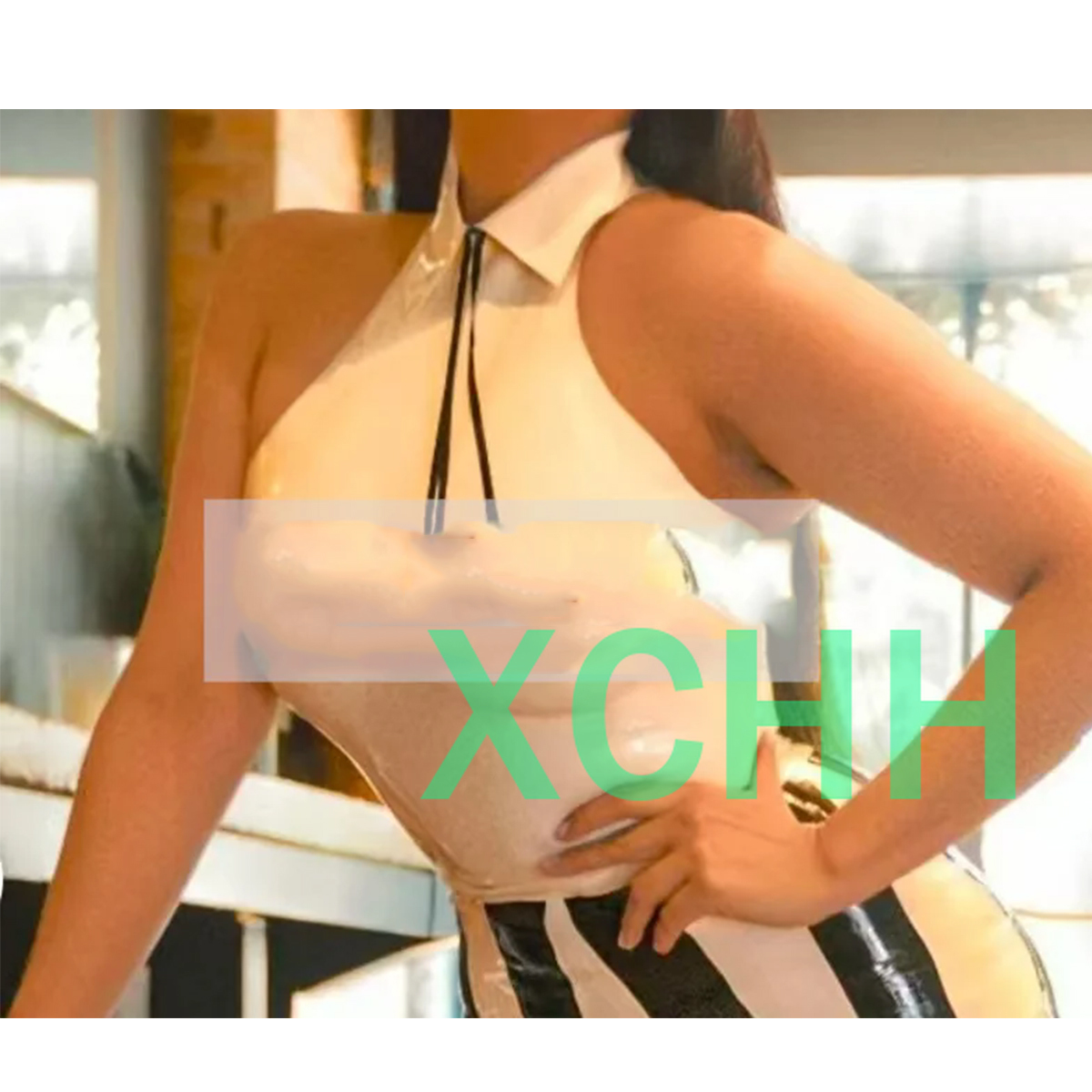 Women'S Fashion Vest Tops - Chemise en latex naturel sexy pour