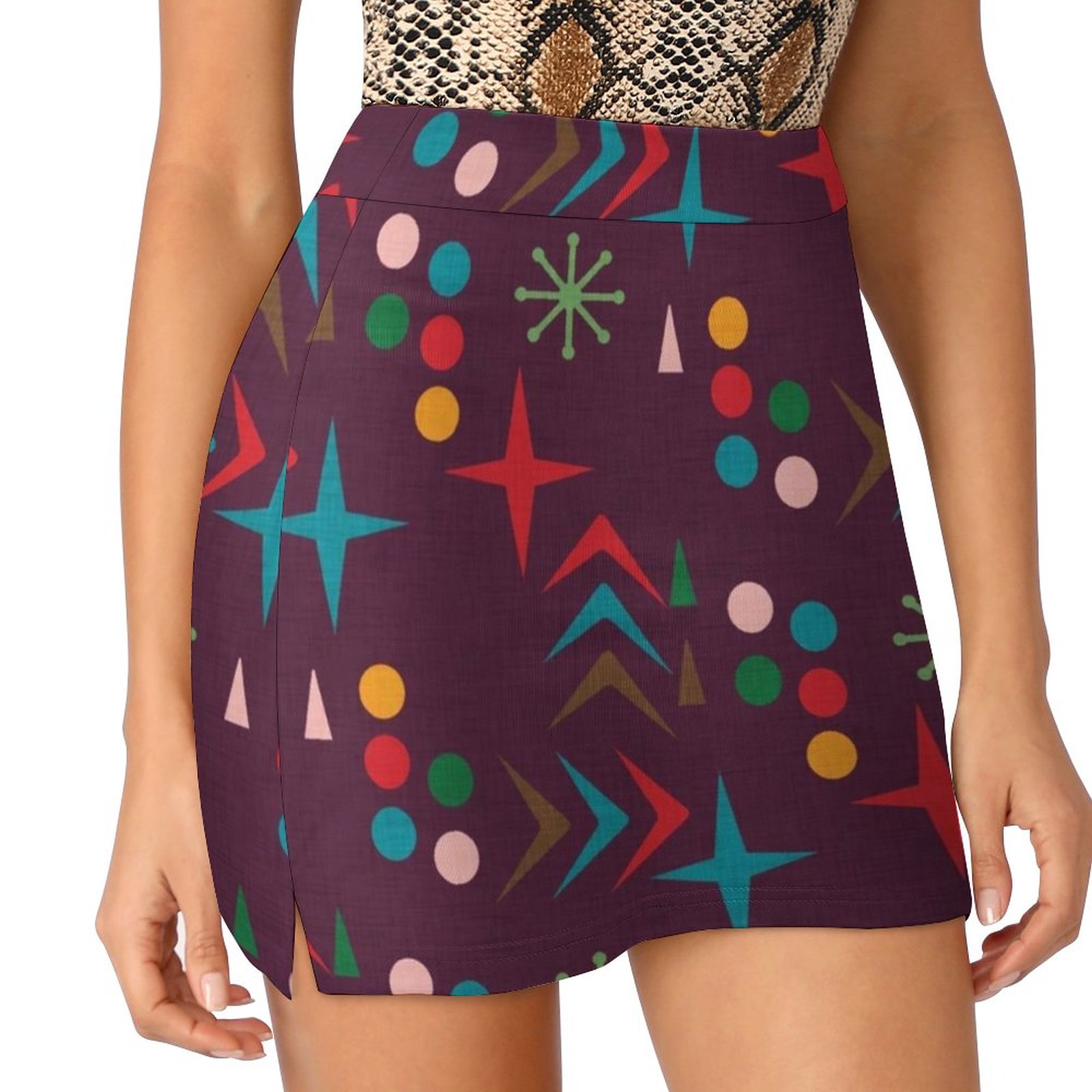 Women'S Fashion In The 60S - Edecor-Mini-jupe violette à motif atomique pour