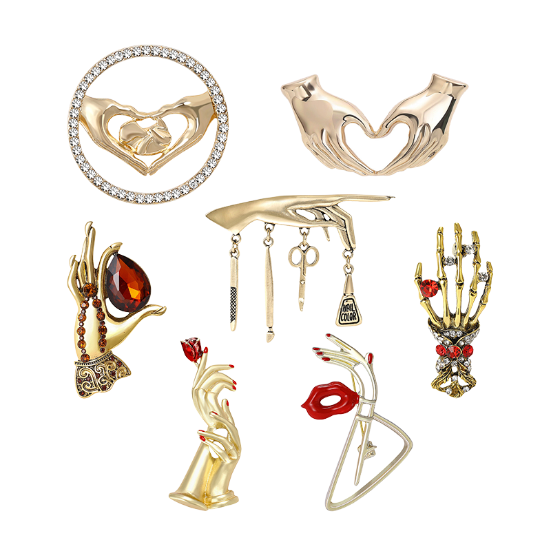 Women Fashion Pose - Broches Cœur Mains Entrelacées Unisexe pour