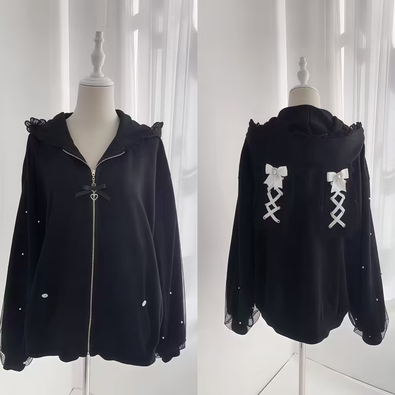 Women'S Fashion Zip Up Hoodies - Veste à capuche Lolita pour femme,