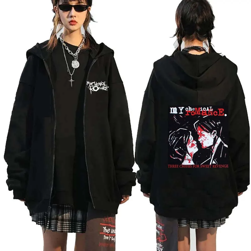 Women'S Fashion Zip Up Hoodies - Sweat à capuche zippé Black Parade
