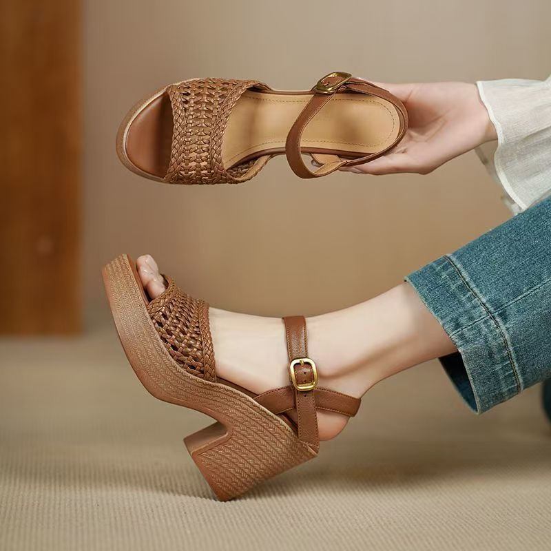 Women'S Fashion For Summer 2025 - Sandales à talons hauts tressées pour