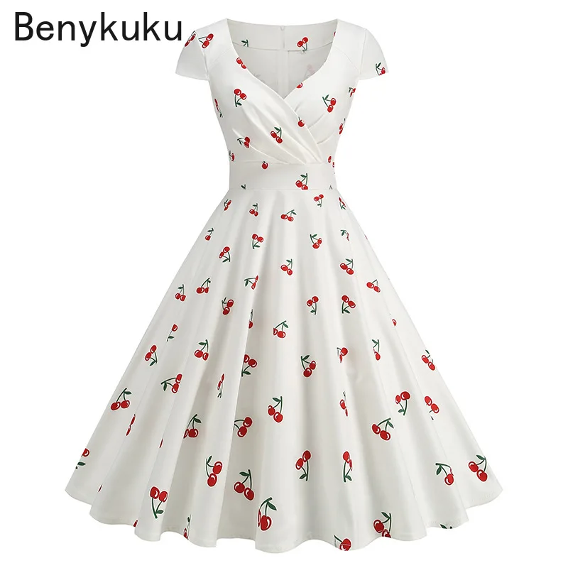 Robe Pin Up Rockabilly imprimé - Women'S Fashion Of The 50S avis et prix