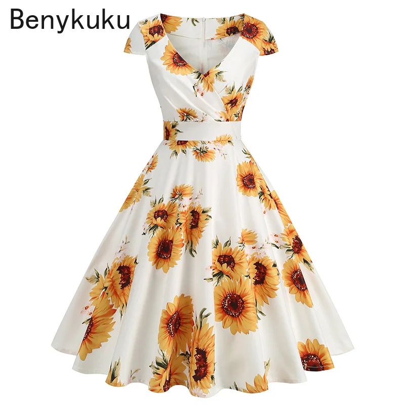 Robe Pin Up Rockabilly imprimé - Women'S Fashion Of The 50S avis et prix