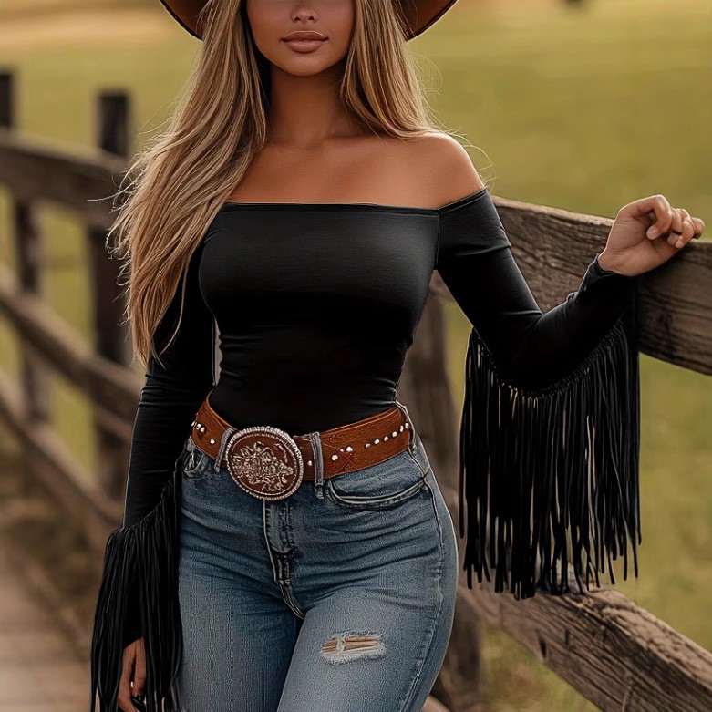 Blouse pour femme à franges, s - Crop Top Women avis et prix
