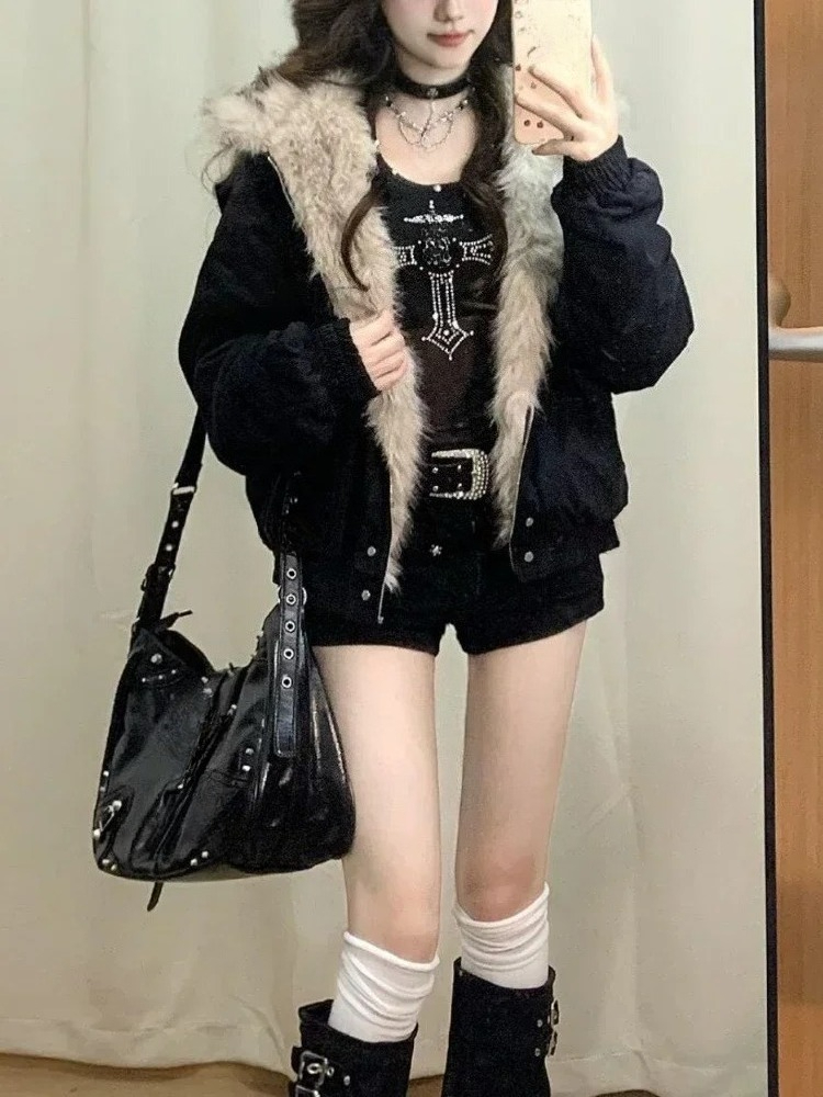 Y2k gothique Vintage noir swea - Women'S Fashion Zip Up Hoodies avis et prix