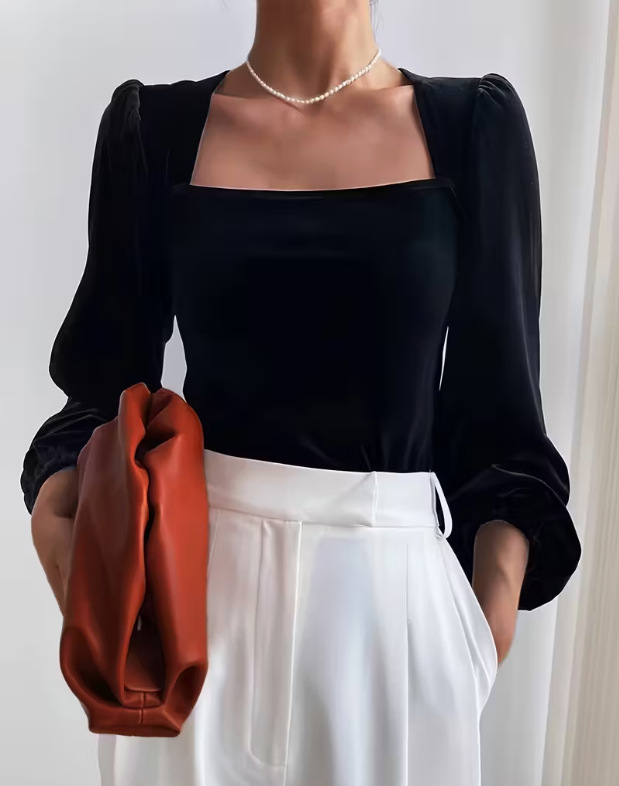Chemisier Noir en Velours à Co - Crop Top Women avis et prix