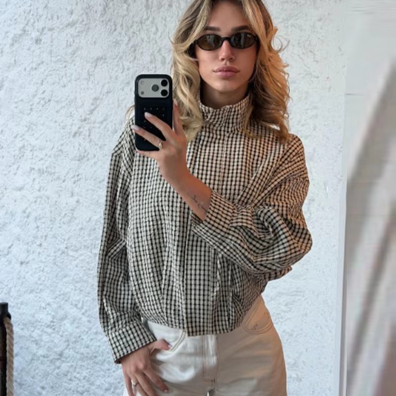 Blouson Bomber à Carreaux Femm - Women'S Fashion Bomber Jacket avis et prix