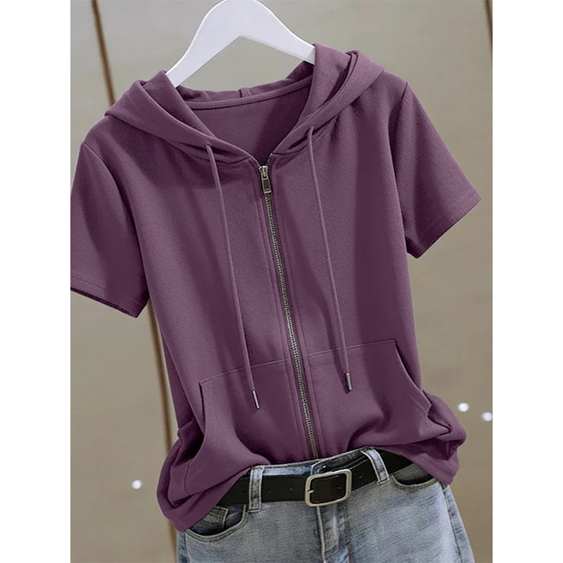 Sweat à capuche d'été à manche - Women'S Fashion Zip Up Hoodies avis et prix