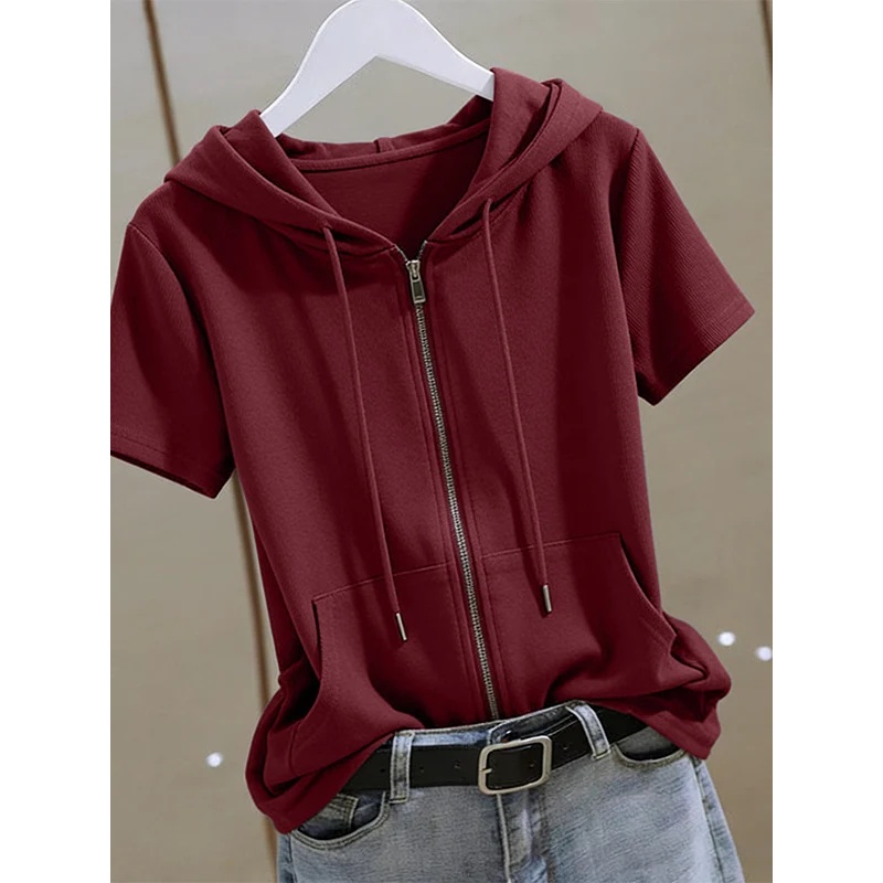 Sweat à capuche d'été à manche - Women'S Fashion Zip Up Hoodies avis et prix