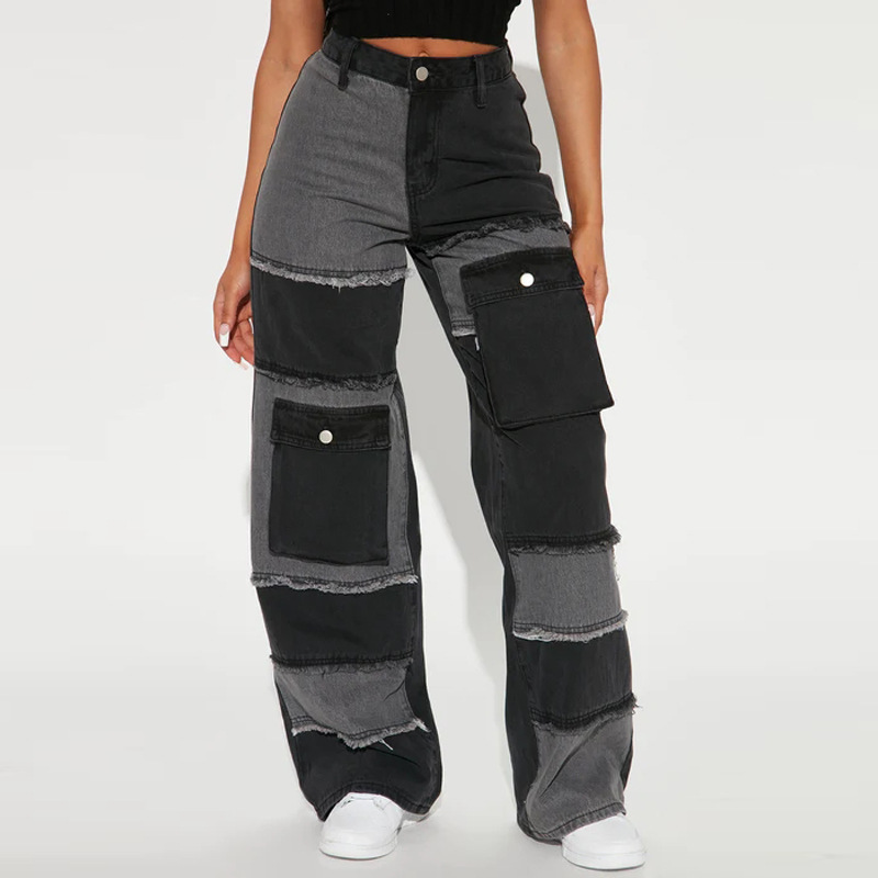 Jean multi-poches à blocs de c - Women'S Fashion Utility Pants avis et prix