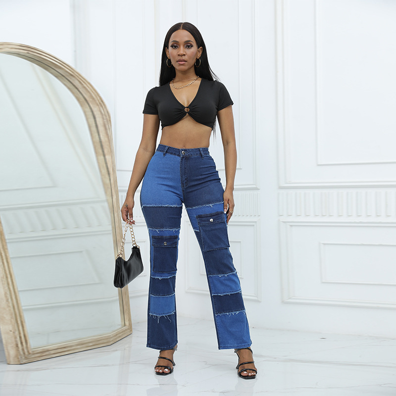 Jean multi-poches à blocs de c - Women'S Fashion Utility Pants avis et prix