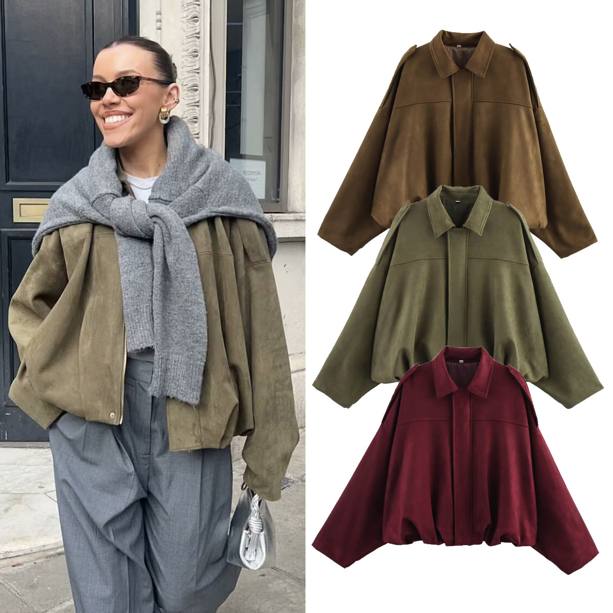Blousons Bomber Femme en Daim  - Women'S Fashion Bomber Jacket avis et prix