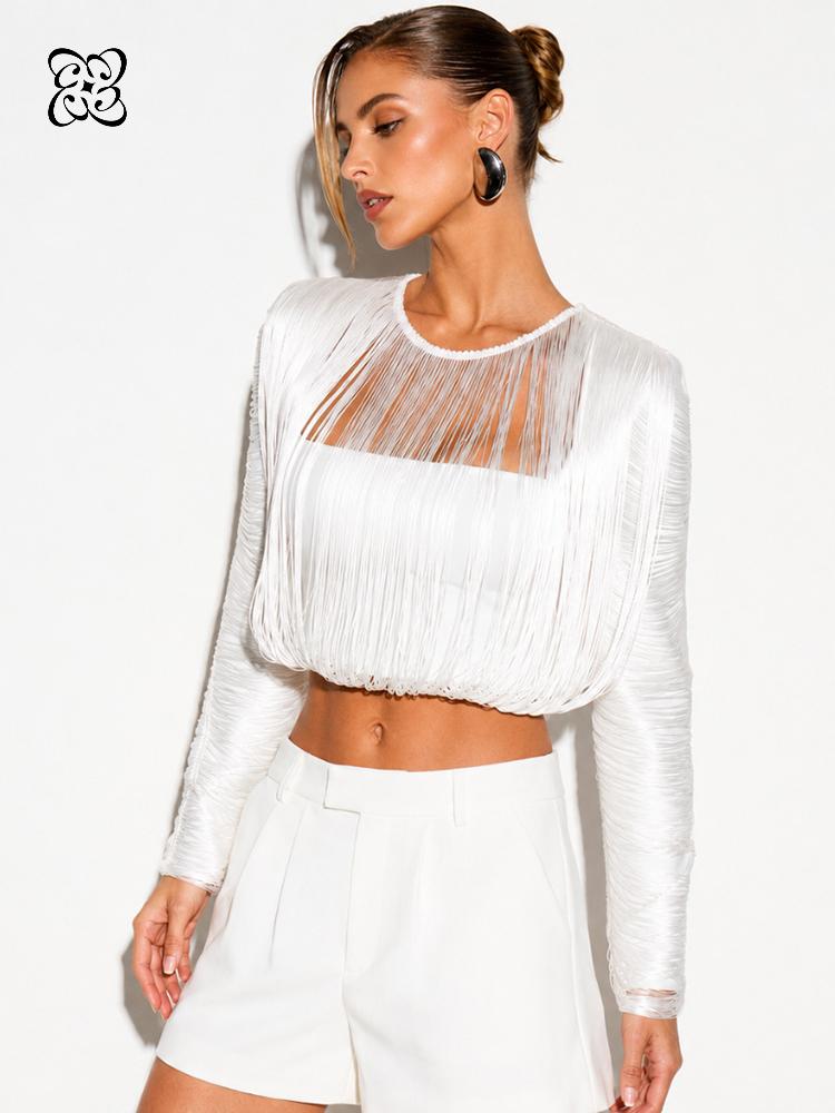 Chemisier court blanc à manche - Crop Top Women avis et prix