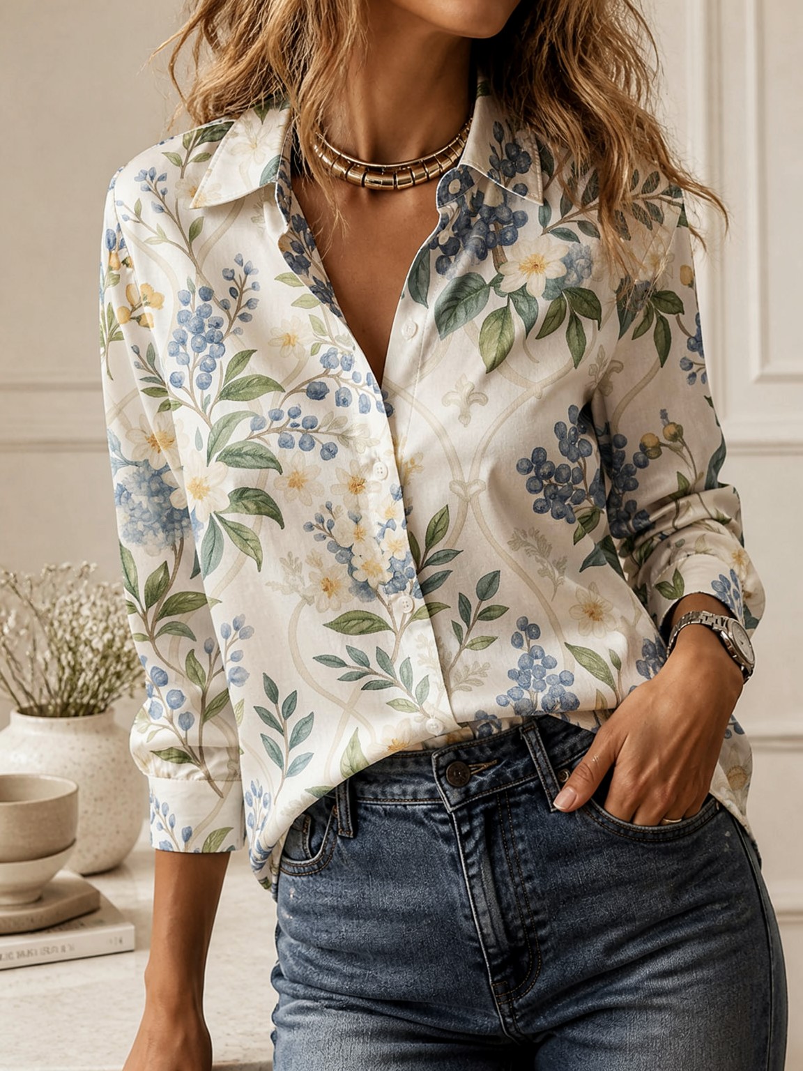 Chemisier décontracté à col, p - Women Fashion Outfits avis et prix