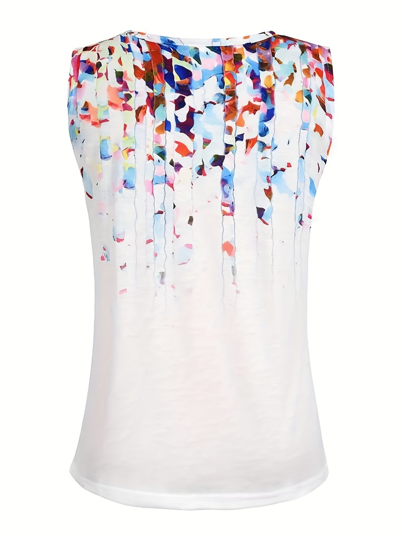 Haut à col en V imprimé fleuri - Women'S Fashion Vest Tops avis et prix