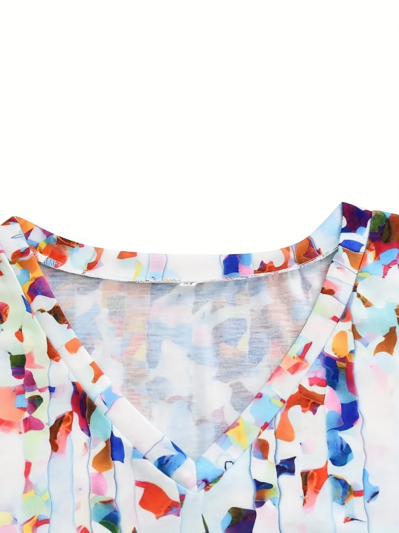 Haut à col en V imprimé fleuri - Women'S Fashion Vest Tops avis et prix