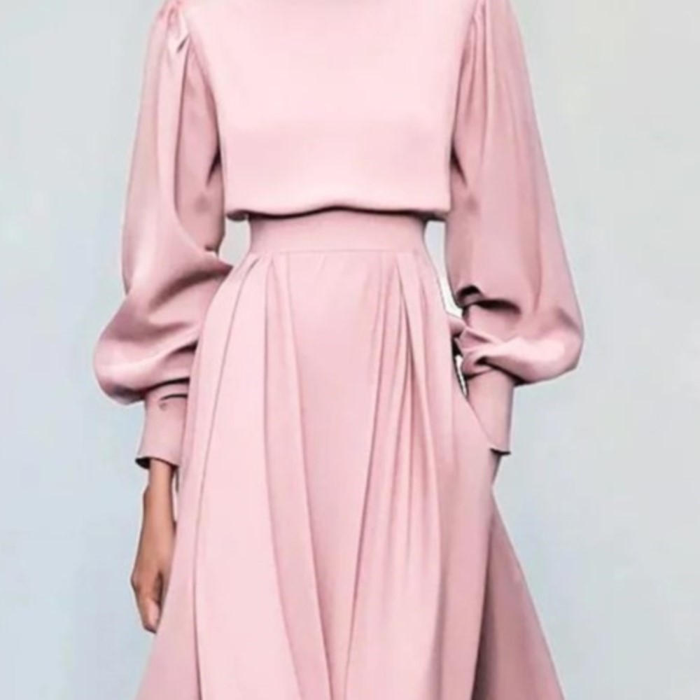 Robe rose élégante à manches l - Women Fashion Pose avis et prix