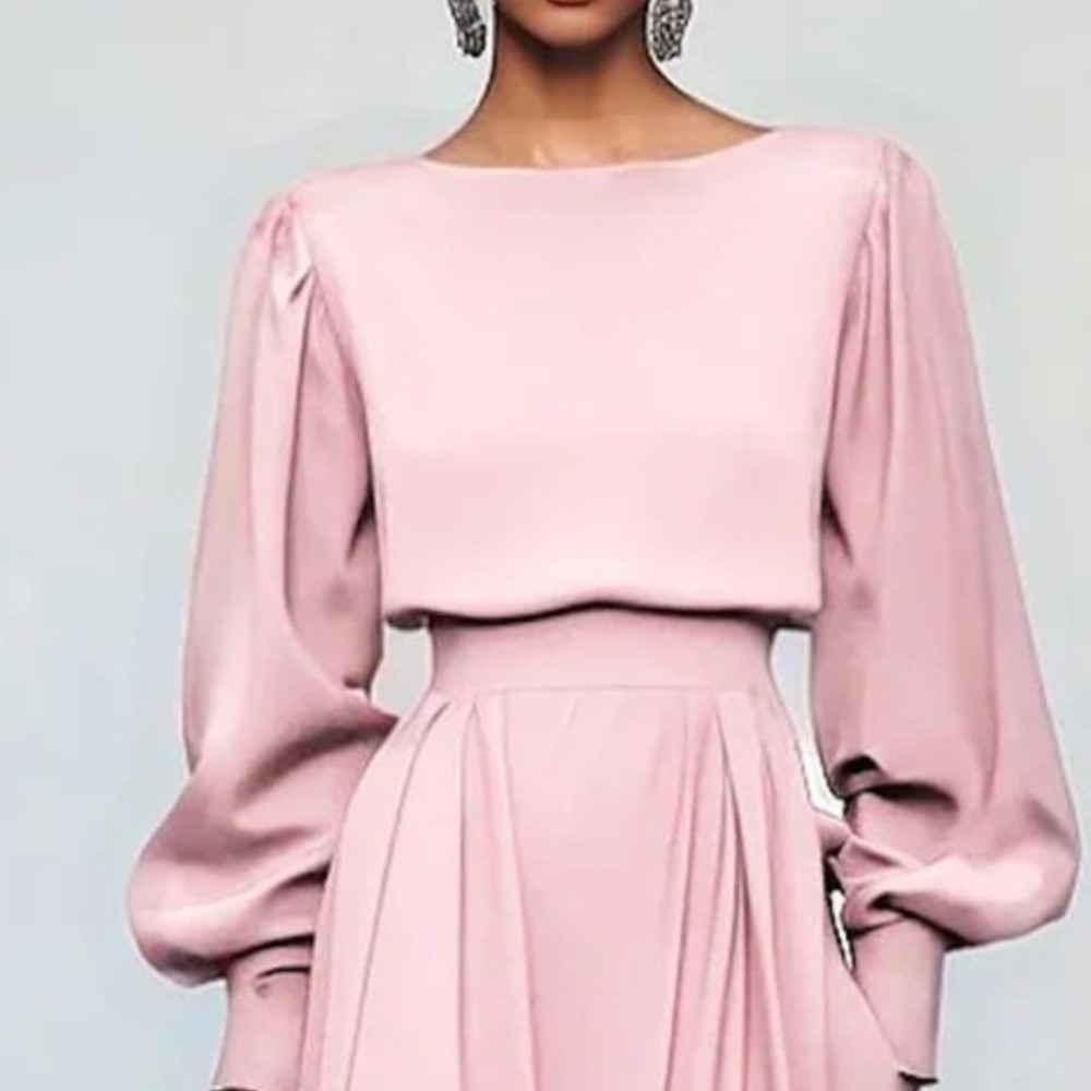Robe rose élégante à manches l - Women Fashion Pose avis et prix