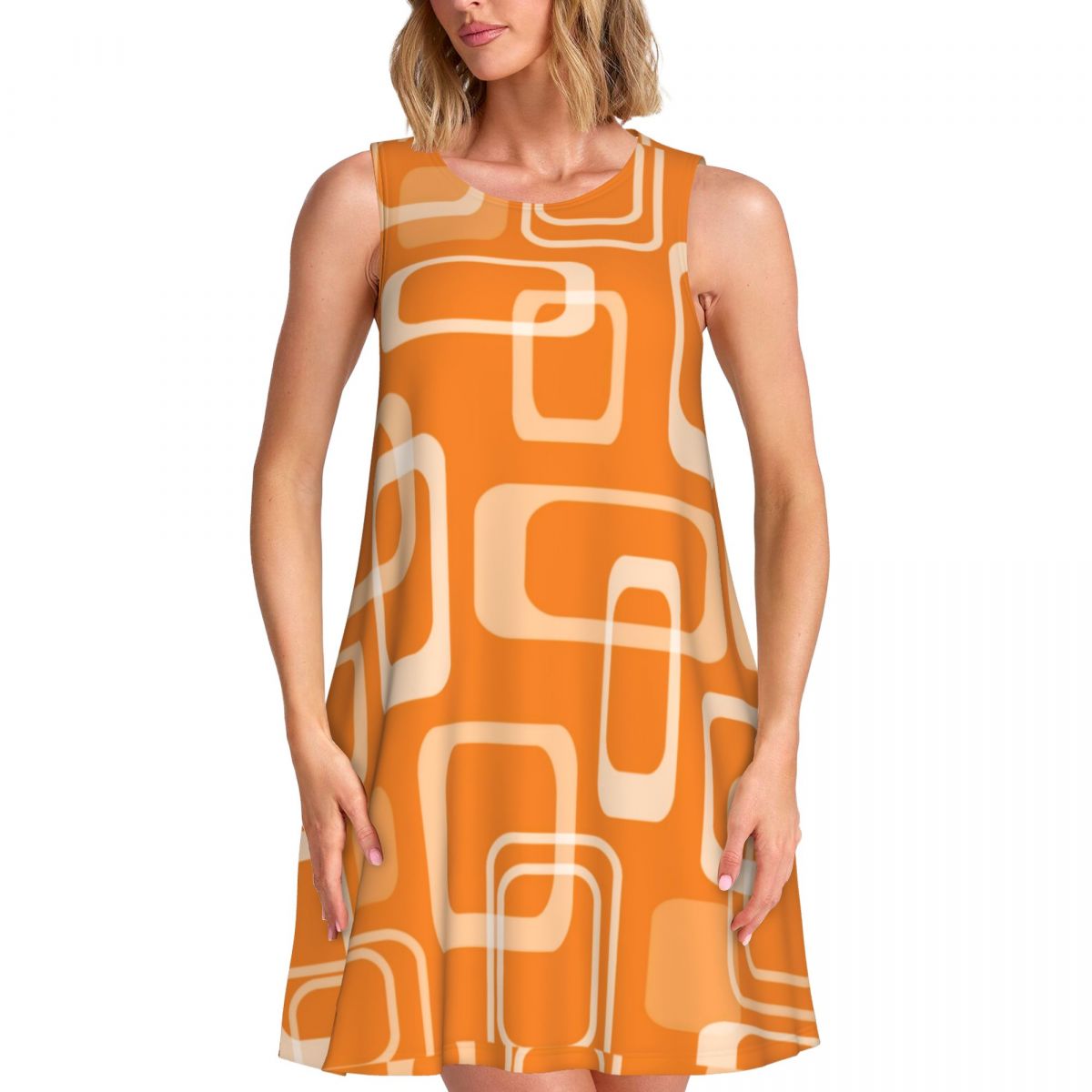 Robe rétro orange à imprimé ca - Women'S Fashion In The 60S avis et prix