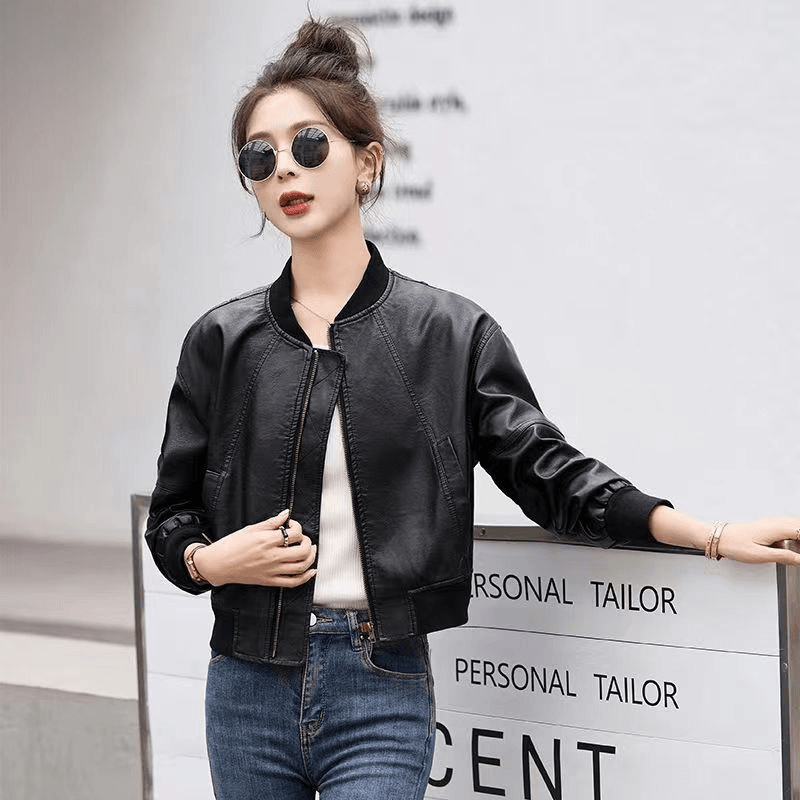 Veste en Faux cuir rétro améri - Women'S Fashion Bomber Jacket avis et prix