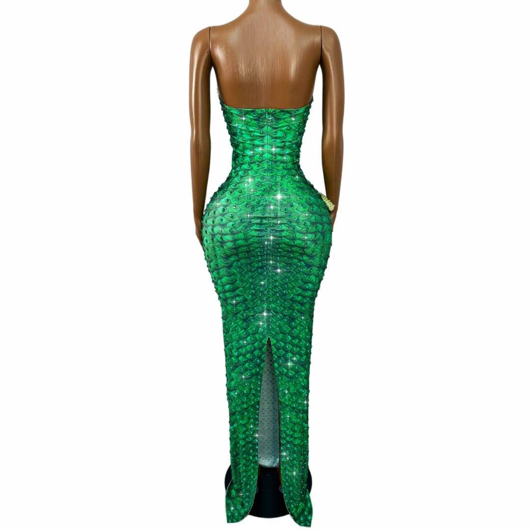 Robe tube verte scintillante o - Women Fashion Designer Dresses Photos avis et prix