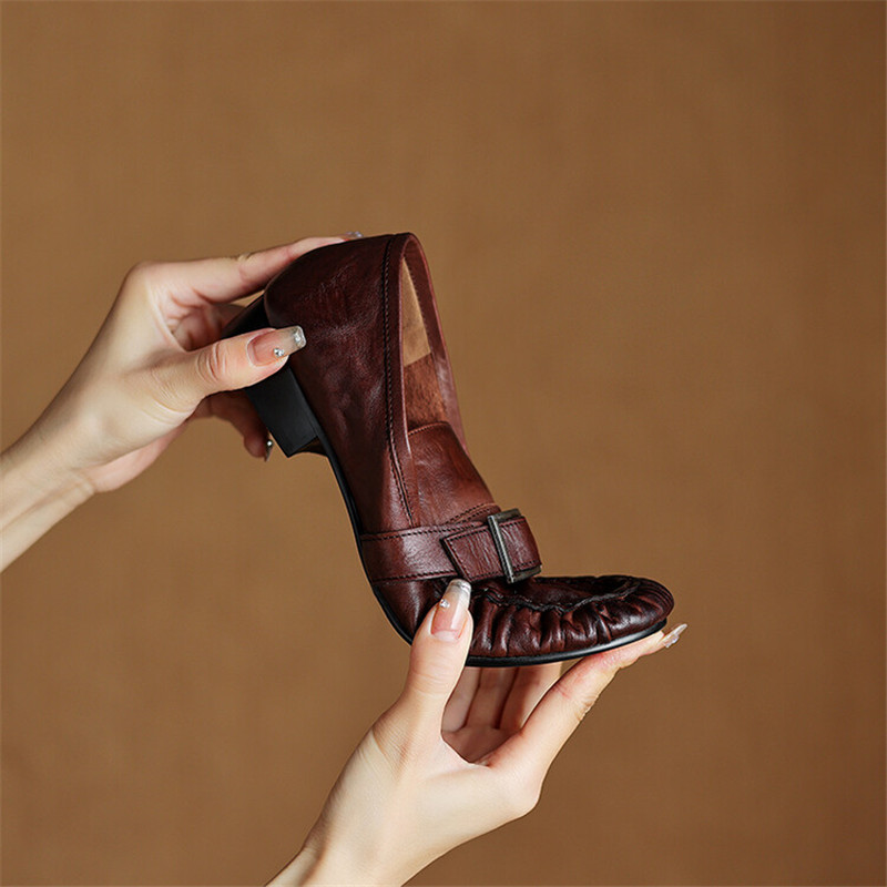 Escarpins en cuir véritable po - Women Fashion Heels avis et prix