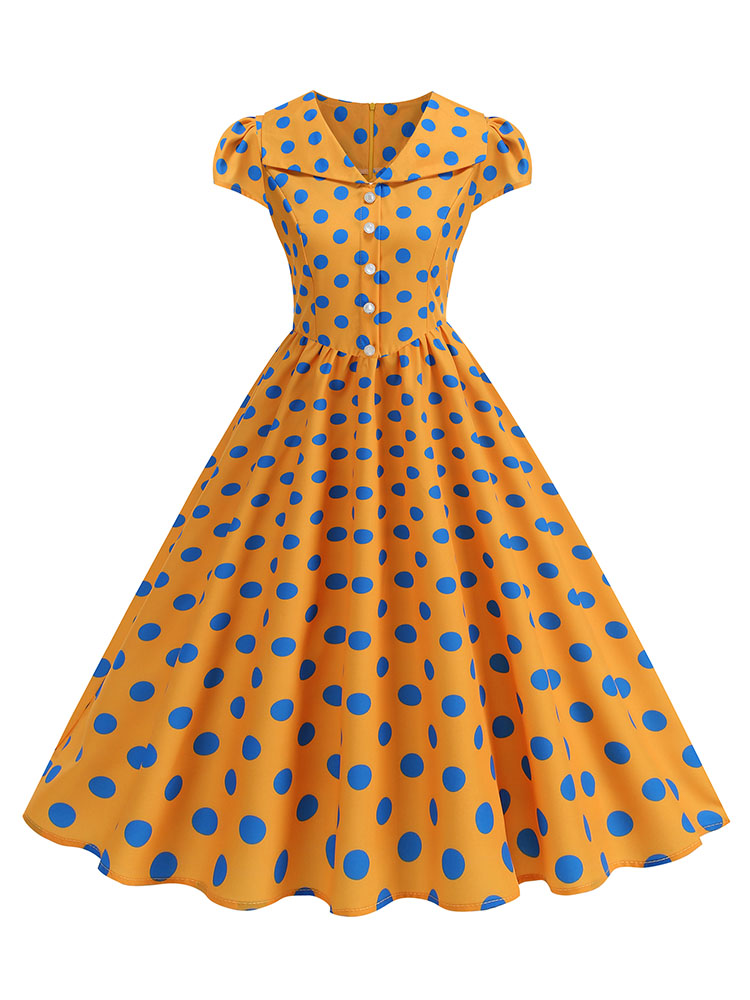 Robe d'été à pois pour femmes, - Women'S Fashion Of The 50S avis et prix