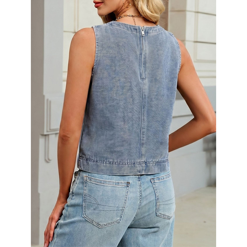 Benuynffy Gilet en jean décont - Women'S Fashion Vest Tops avis et prix