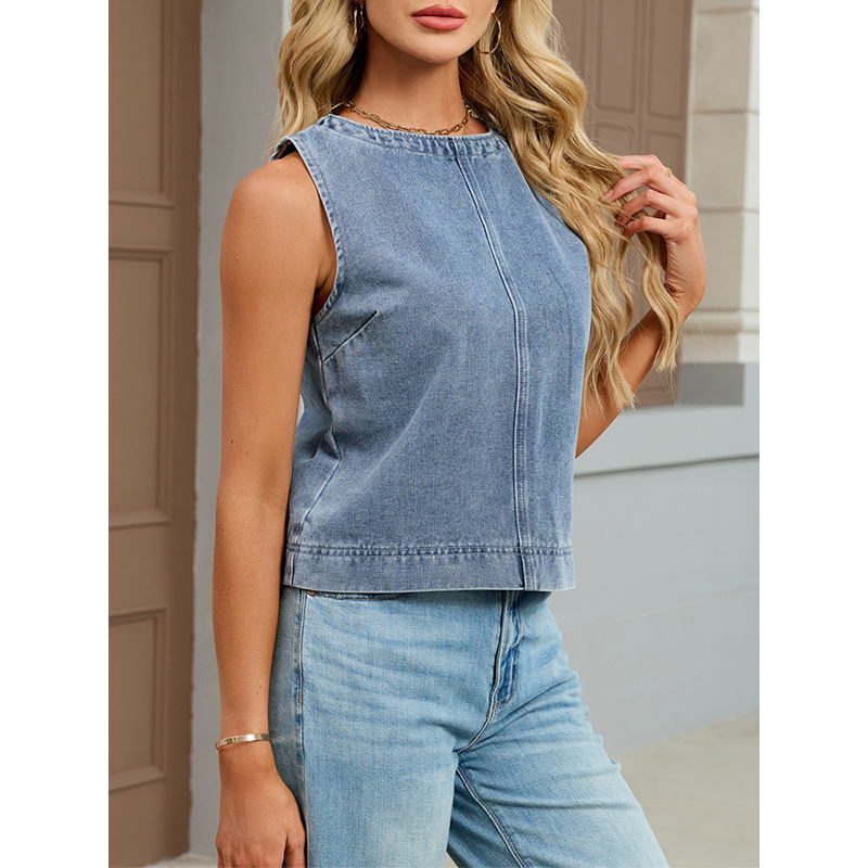 Benuynffy Gilet en jean décont - Women'S Fashion Vest Tops avis et prix
