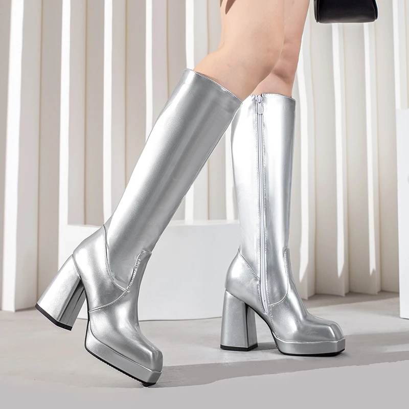 Bottes à plateforme en cuir ve - Winter Fashion Women Boots avis et prix