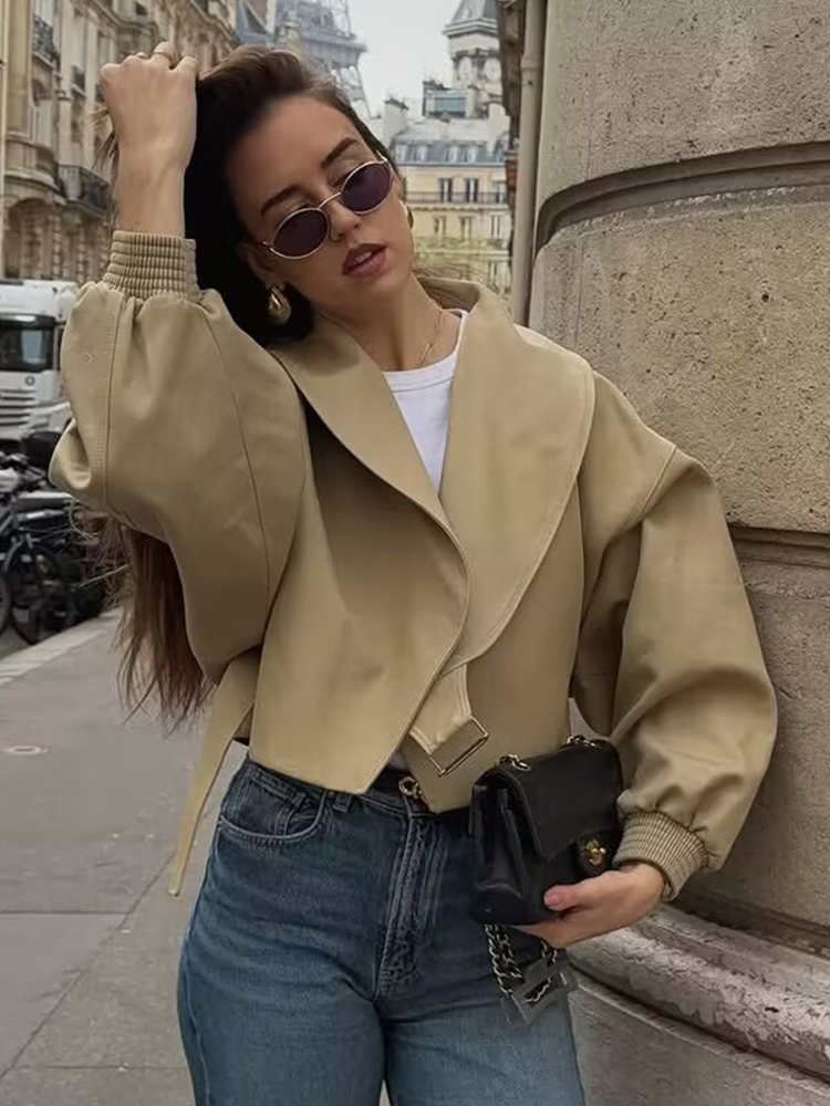 Veste bomber élégante à revers - Women'S Fashion Bomber Jacket avis et prix