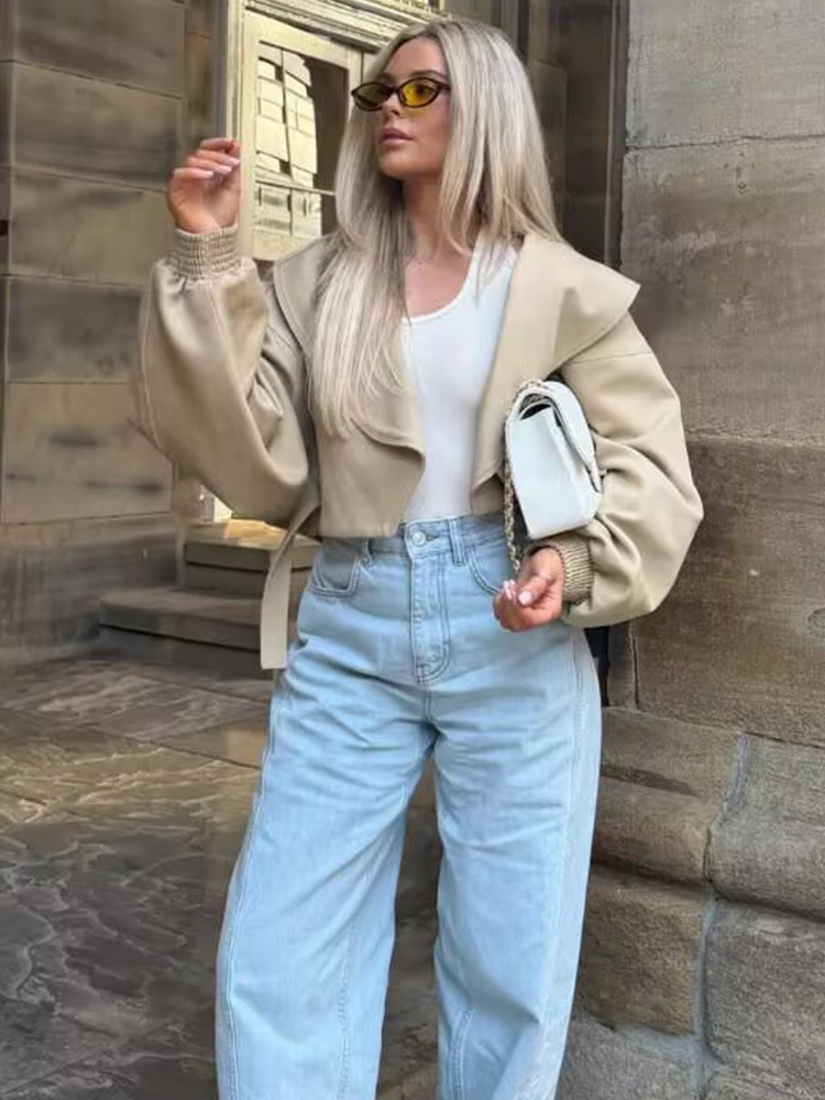 Veste bomber élégante à revers - Women'S Fashion Bomber Jacket avis et prix