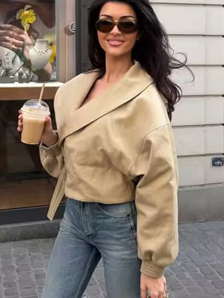 Veste bomber élégante à revers - Women'S Fashion Bomber Jacket avis et prix