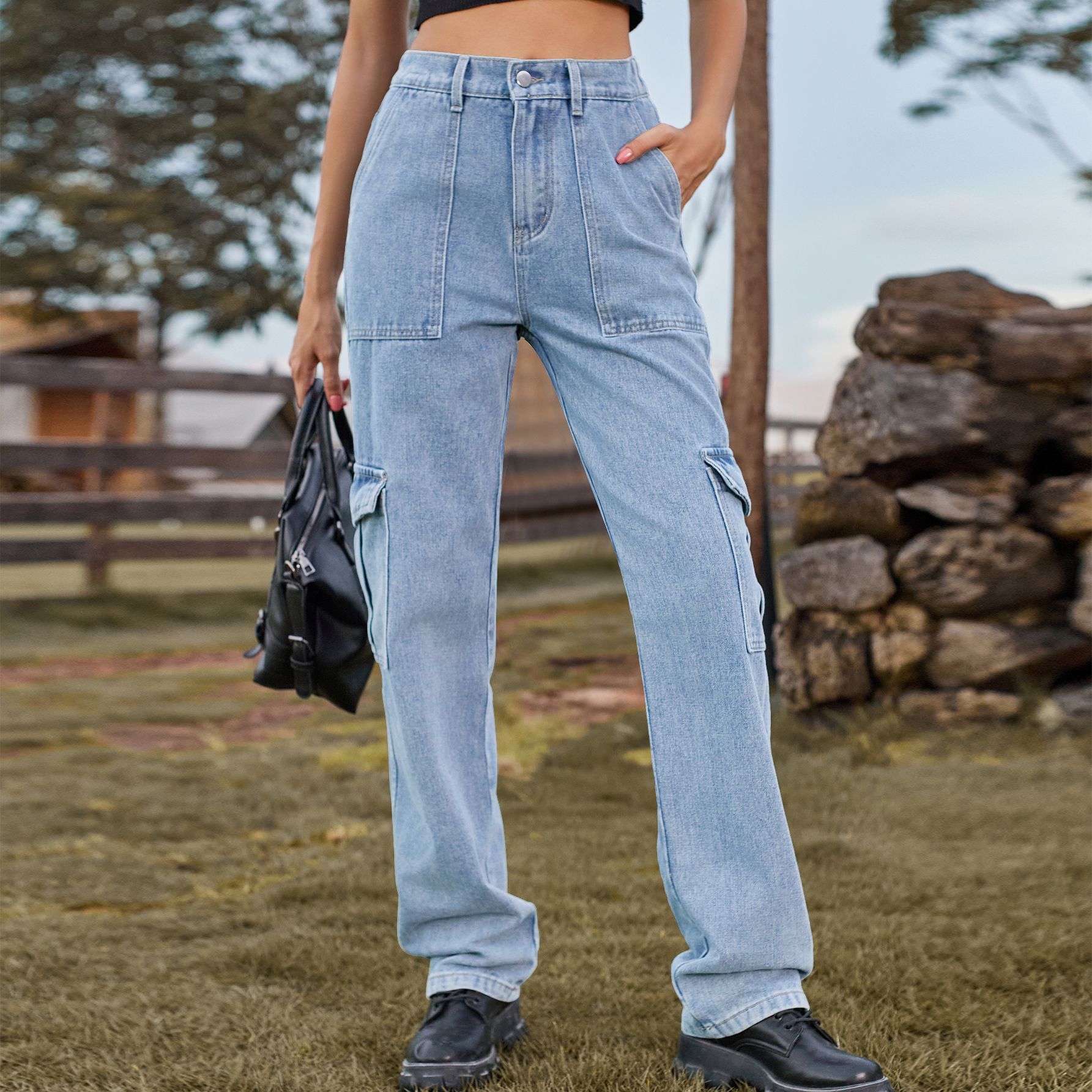 Pantalon en jean chic INS pour - Women'S Fashion Utility Pants avis et prix